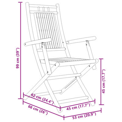 vidaXL Taitettavat puutarhatuolit 6 kpl 53x66x99 cm bambu