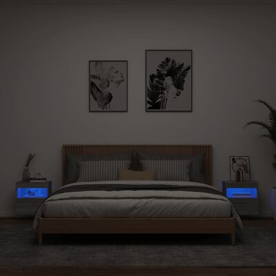 vidaXL TV-seinäkaapit LED-valoilla 2 kpl harmaa Sonoma 40x30x40 cm
