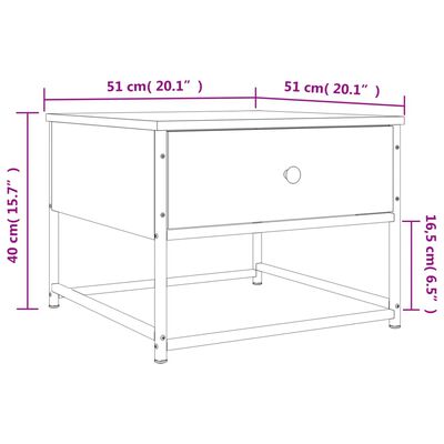 vidaXL Sohvapöytä harmaa Sonoma 51x51x40 cm tekninen puu