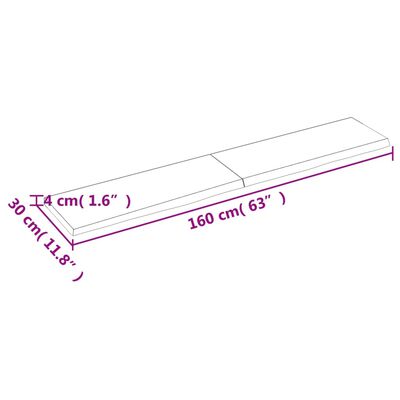 vidaXL Kylpyhuoneen työtaso t.ruskea 160x30x(2-4)cm käsitelty täyspuu