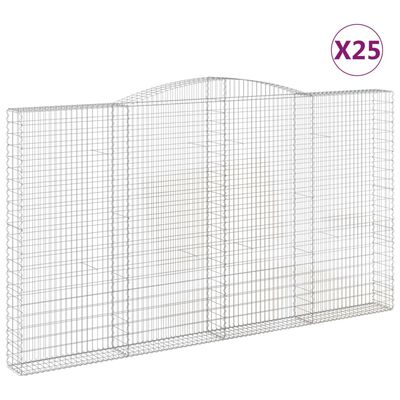 vidaXL Kaarevat kivikorit 25 kpl 400x30x220/240 cm galvanoitu rauta