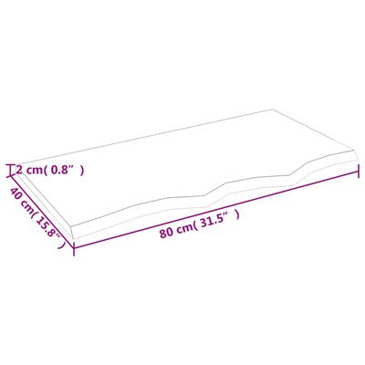 vidaXL Pöytälevy vaaleanruskea 80x40x2 cm käsitelty täystammi