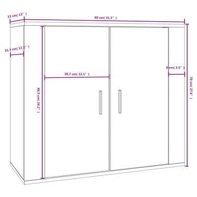 vidaXL Senkki savutammi 80x33x70 cm tekninen puu