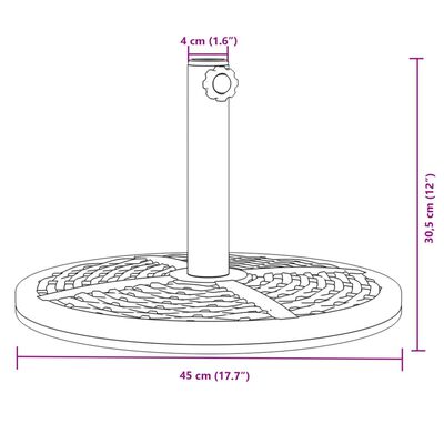 vidaXL Aurinkovarjon jalusta Ø38 / 48 mm tangolle 12 kg pyöreä