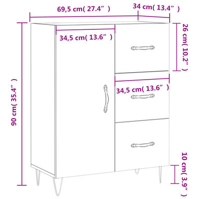 vidaXL Senkki betoninharmaa 69,5x34x90 cm tekninen puu