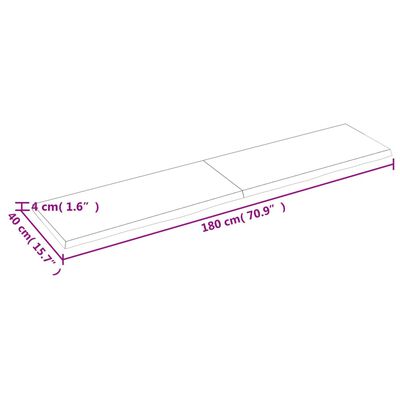 vidaXL Pöytälevy tummanruskea 180x40x(2-4) cm käsitelty täystammi