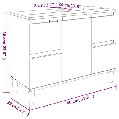 vidaXL Pesuallaskaappi musta 80x33x60 cm tekninen puu