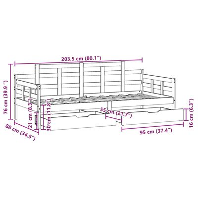 vidaXL Vuodesohva laatikoilla 80x200 cm täysi mänty