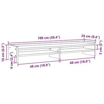 vidaXL Näyttöteline ruskea tammi 100x24x16 cm tekninen puu