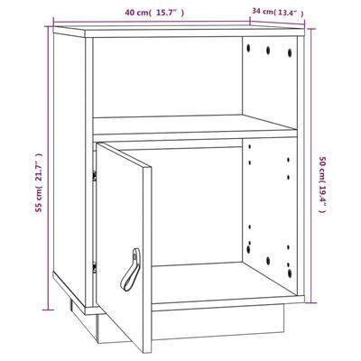 vidaXL Yöpöydät 2 kpl hunajanruskea 40x34x55 cm täysi mänty