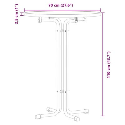 vidaXL Ruokapöytä musta Ø70x110 cm tekninen puu ja teräs