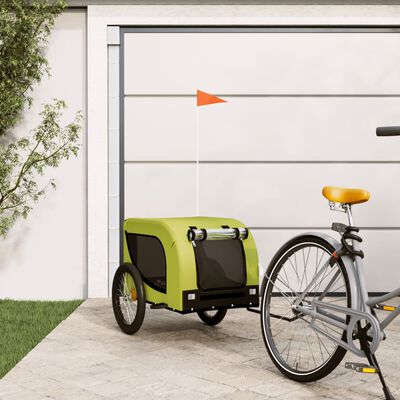vidaXL Lemmikinkuljetuskärry polkupyörään vihreä/musta kangas ja rauta