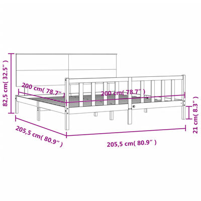 vidaXL Sängynrunko päädyllä musta 200x200 cm täysi puu