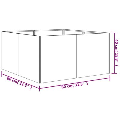 vidaXL Kukkalaatikko 80x80x40 cm Corten teräs