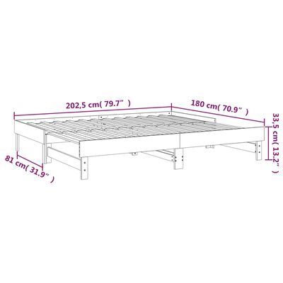 vidaXL Sohvasänky ulosvedettävä harmaa 2x (90x200) cm täysi mänty