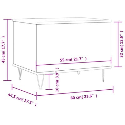 vidaXL Sohvapöytä musta 60x44,5x45 cm tekninen puu