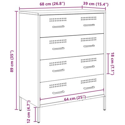 vidaXL Senkki antrasiitti 68x39x89 cm teräs