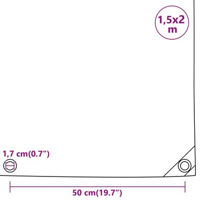 vidaXL Pressu vihreä 1,5x2 m 650 g/m²