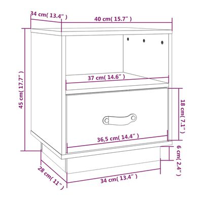 vidaXL Yöpöydät 2 kpl musta 40x34x45 cm täysi mänty