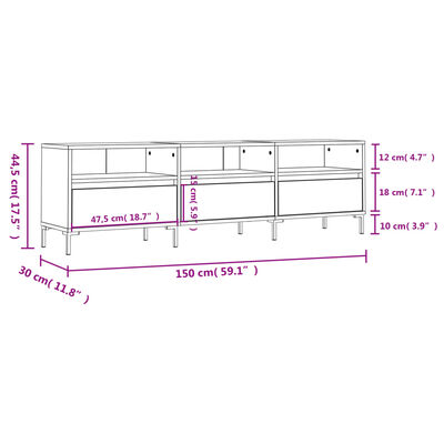 vidaXL TV-taso musta 150x30x44,5 cm tekninen puu