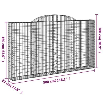 vidaXL Kaarevat kivikorit 2 kpl 300x30x160/180 cm galvanoitu rauta