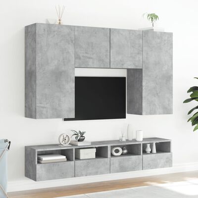 vidaXL TV-seinäkaapit 2 kpl betoninharmaa 80x30x30 cm tekninen puu