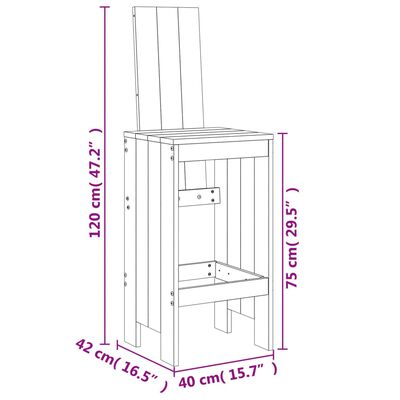 vidaXL Baarijakkarat 2 kpl hunajanruskea 40x42x120 cm täysi mänty