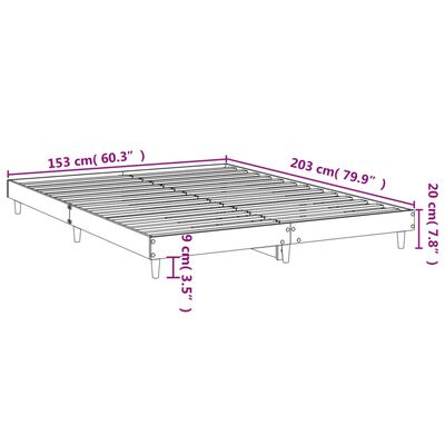 vidaXL Sängynrunko musta 150x200 cm tekninen puu