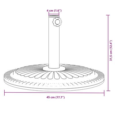 vidaXL Aurinkovarjon jalusta Ø38 / 48 mm tangolle 12 kg pyöreä