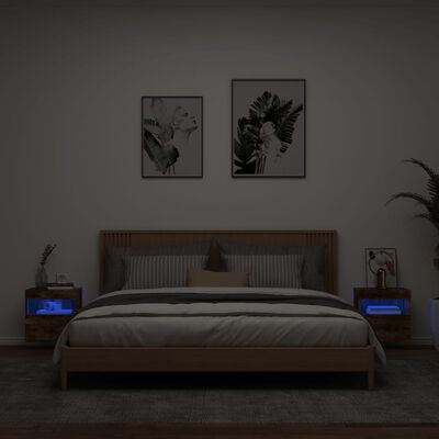 vidaXL TV-seinäkaapit LED-valoilla 2 kpl savutammi 40x30x40 cm