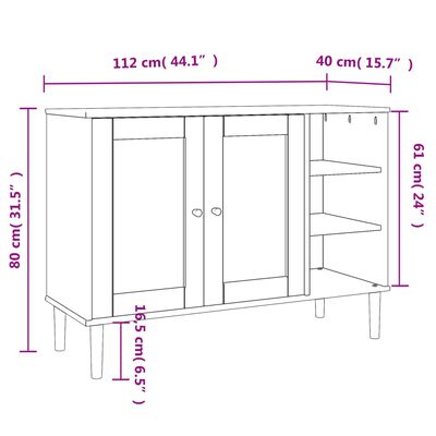 vidaXL Senkki SENJA rottinkityyli musta 112x40x80 cm täysi mänty