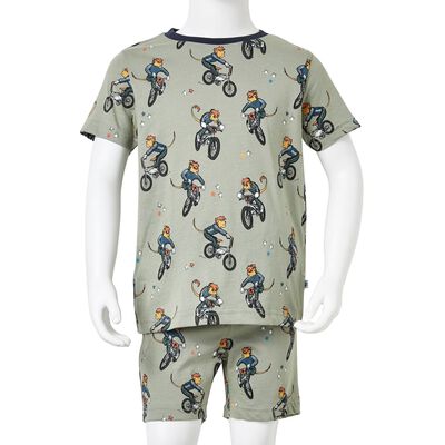 Lasten lyhythihainen pyjama vaalea khaki 140