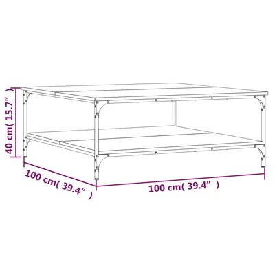 vidaXL Sohvapöytä musta 100x100x40 cm tekninen puu