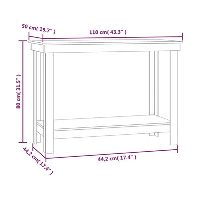 vidaXL Työpenkki hunajanruskea 110x50x80 cm täysi mänty