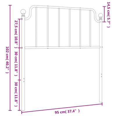 vidaXL Metallinen sängynpääty valkoinen 90 cm