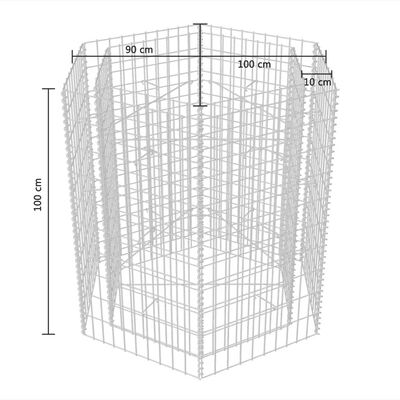 vidaXL Korotettu kuusikulmainen gabion-/kivikorikehys 100x90x100 cm