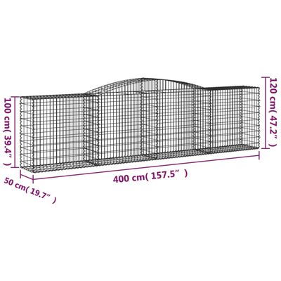 vidaXL Kaarevat kivikorit 6 kpl 400x50x100/120 cm galvanoitu rauta