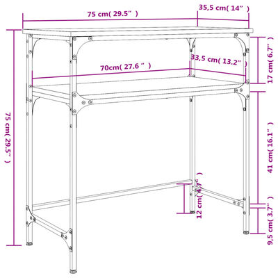 vidaXL Konsolipöytä harmaa Sonoma 75x35,5x75 cm tekninen puu