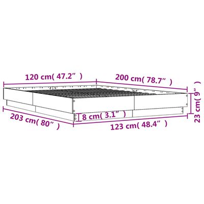 vidaXL Sängynrunko ruskea tammi 120x200 cm tekninen puu