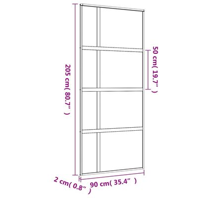 vidaXL Liukuovi kulta 90x205 cm kirkas ESG-lasi ja alumiini