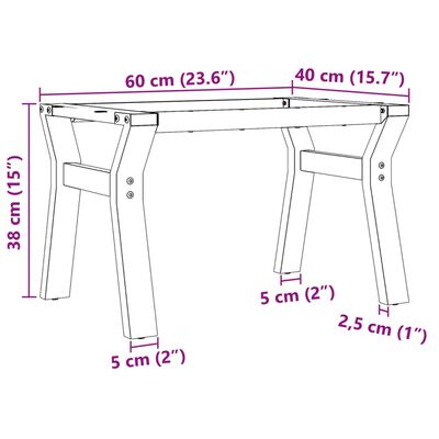 vidaXL Sohvapöydän jalat Y-muoto 60x40x38 cm valurauta