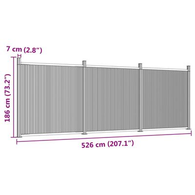 vidaXL Aitapaneeli harmaa 526x186 cm WPC