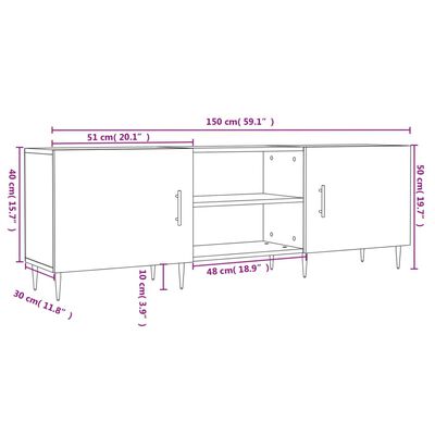 vidaXL TV-taso betoninharmaa 150x30x50 cm tekninen puu