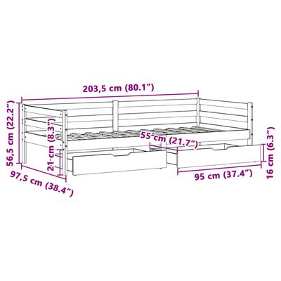 vidaXL Vuodesohva laatikoilla 90x200 cm täysi mänty