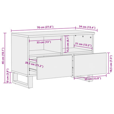 vidaXL TV-taso 70x34x46 cm täysi akaasiapuu