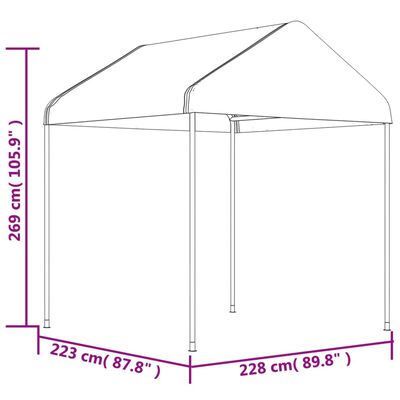 vidaXL Huvimaja katolla valkoinen 17,84x2,28x2,69 m polyeteeni