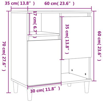 vidaXL Senkit 2 kpl betoninharmaa 60x35x70 cm tekninen puu