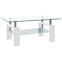 vidaXL Sohvapöytä valkoinen ja läpinäkyvä 95x55x40 cm karkaistu lasi