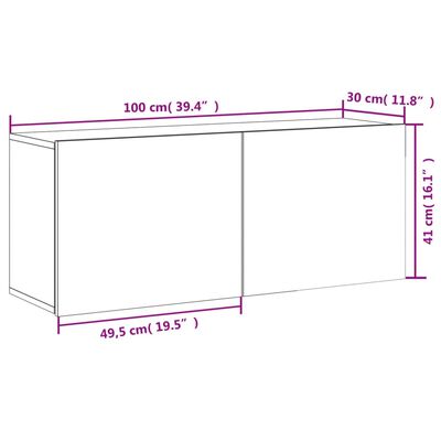 vidaXL TV-kaappi seinäkiinnitettävä Sonoma-tammi 100x30x41 cm