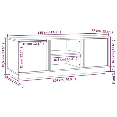 vidaXL TV-taso musta 110x35x40,5 cm täysi mänty